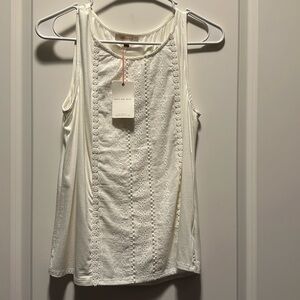 Woven Lace Front Knit Top